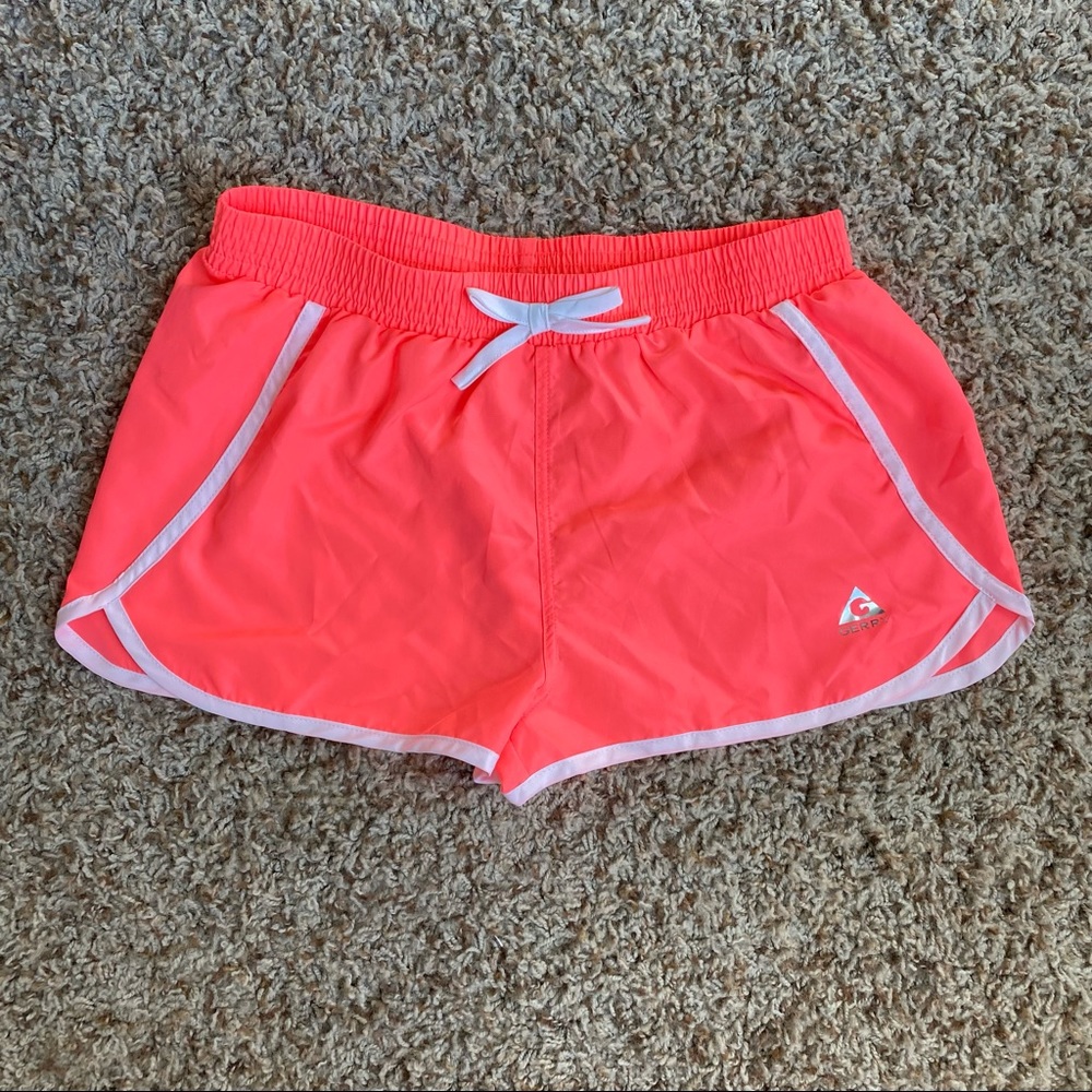 Gerry Neon Coral Athletic Shorts Swim Coverup